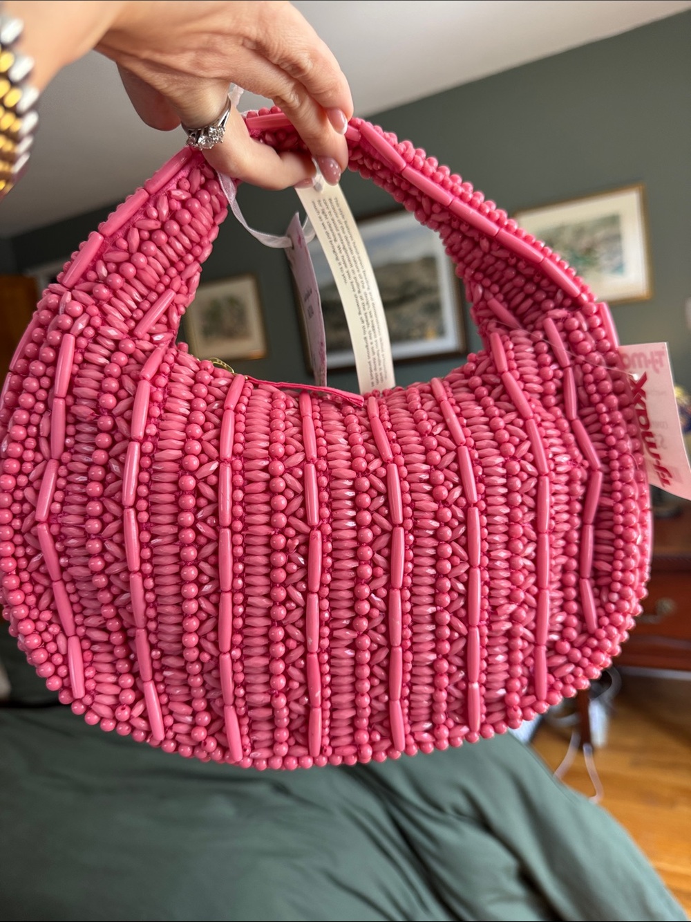 Viral pink beaded bag Tjmaxx made in India